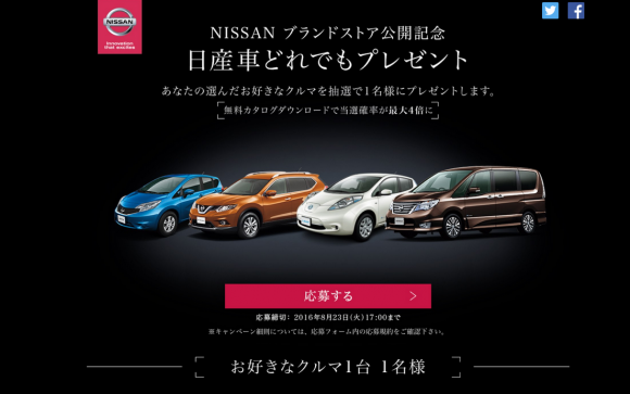 8月23日17 00まで Nissanの 日産車どれでもプレゼント に応募してみた ニートの試行錯誤